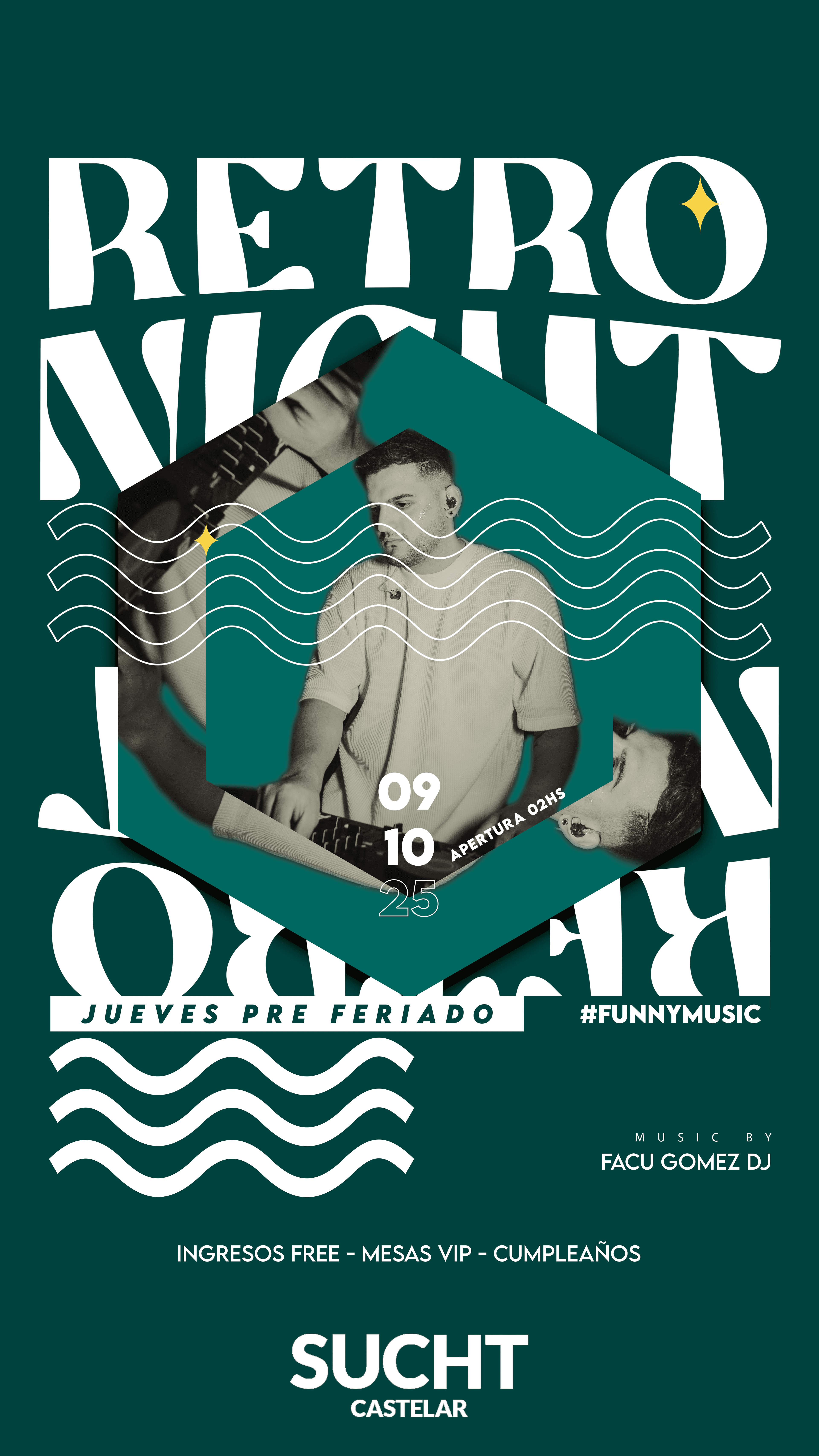 Flyer de 09.10 Jueves Pre Feriado #RetroNight