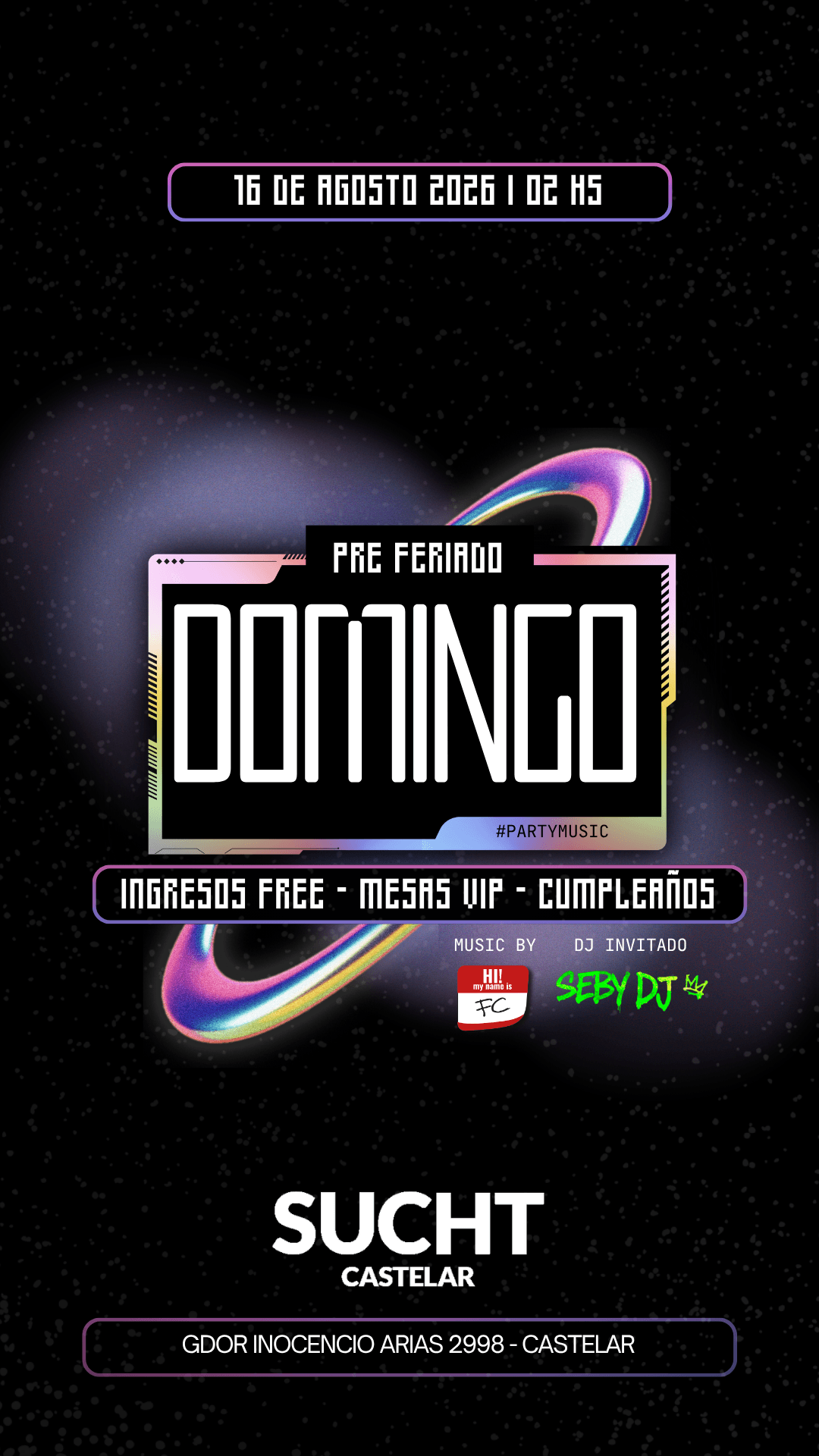 Flyer de 16.08 # Domingo Pre Feriado